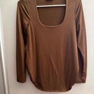 Elegant Brown Long Sleeve Top